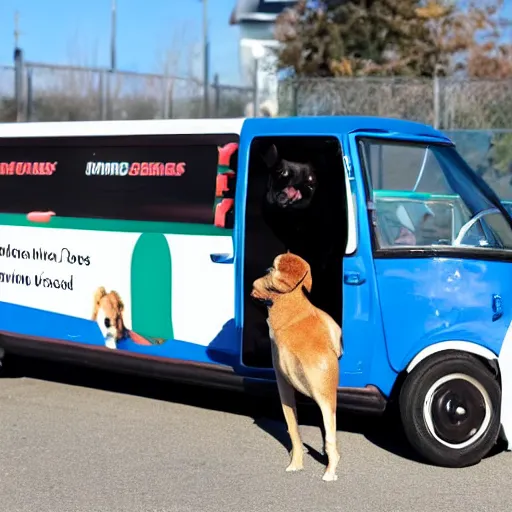 Prompt: harry's dog van on racetrack