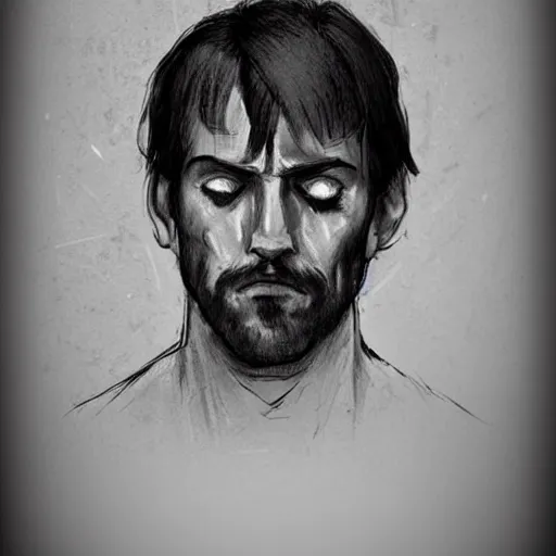 Image similar to A sad, melancholic, expressionless face that is trying to hold in anger, male face, tears, dark aesthetic, can\'t escape the sad expression, digital, trending on artstation, art by Paul Cezanne