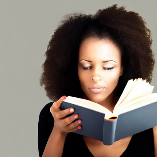 Prompt: very very very perfect face of a woman reading a book