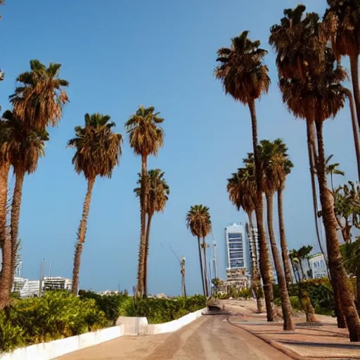 Image similar to tel aviv view the end of the world with palm trees