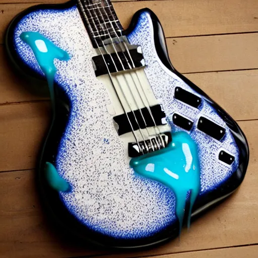 Prompt: an electric guitar made entirely out of gelatinous goo
