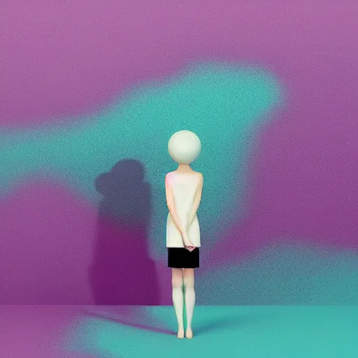 Image similar to pastel, minimal, simplistic, amazing composition, woman, vaporwave, wow, Gertrude Abercrombie, minimalistic graffiti masterpiece, minimalism, 3d abstract render overlayed, black background, psychedelic therapy, trending on ArtStation, ink splatters, pen lines, incredible detail, creative, positive energy, happy, unique, negative space, pure imagination painted by artgerm