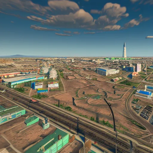 Prompt: norilsk russian city, street view, gta v, lunar soil, moonwalker photo, city street on the moon, a detailed image of a future norilsk - game rendered, 4 k, detailed