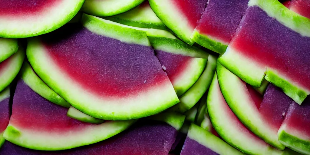 Prompt: purple watermelon slice, food photography