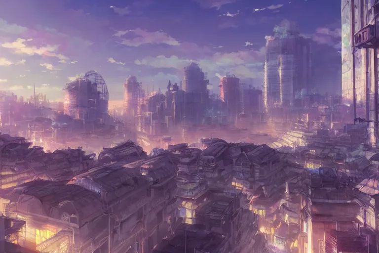 Image similar to ultra realistic city the sky, colors, 8 k, hd, details, fantasy, epic, ancient city, landscape illustration concept art anime key visual trending pixiv fanbox by wlop and greg rutkowski and makoto shinkai and studio ghibli and kyoto animation symmetrical facial features
