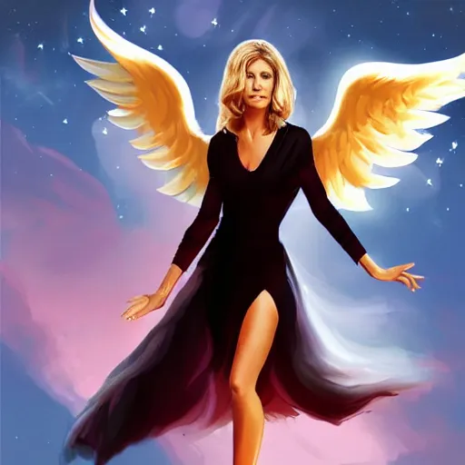 Prompt: Olivia Newton John as an angel, artstation.