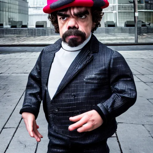 Image similar to peter dinklage dressed like the hamburglar, ( sony a 7 r iv, symmetric balance, polarizing filter, photolab, lightroom, 4 k, dolby vision, photography awardm, voque, perfect face )