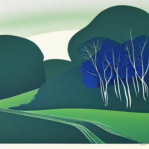 Prompt: eyvind earle landscape painting