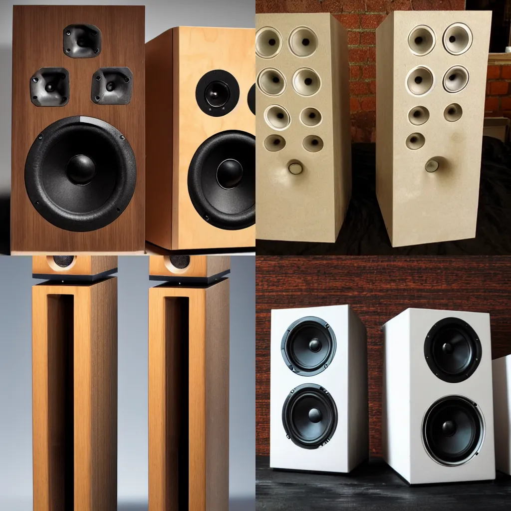 Prompt: a set of speakers made of human ears