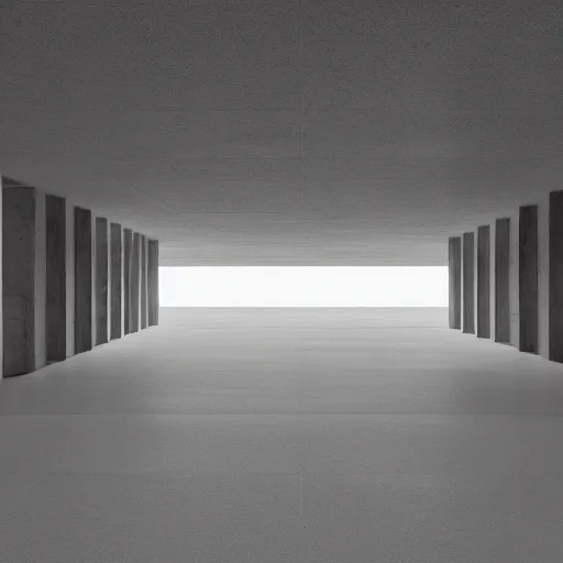 Image similar to symmetry, parallel perspective with center end point, parallax mapping of brutalist shop, minimalist architecture, octane render, high quality