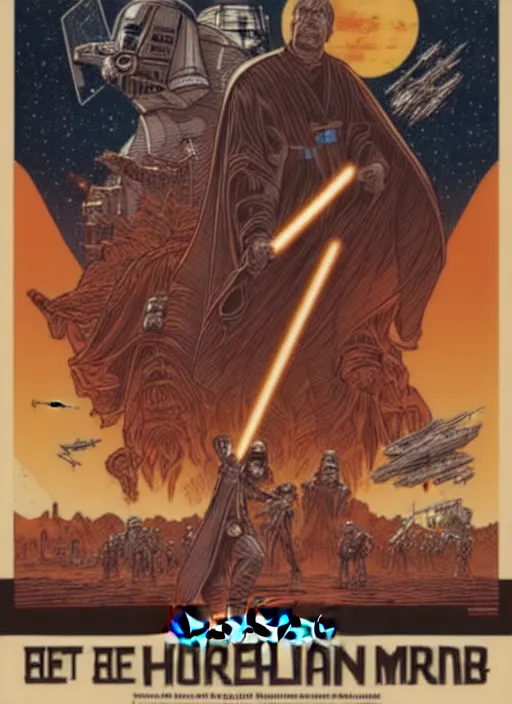 Prompt: promotional poster for the next Star Wars movie, by Dan Mumford