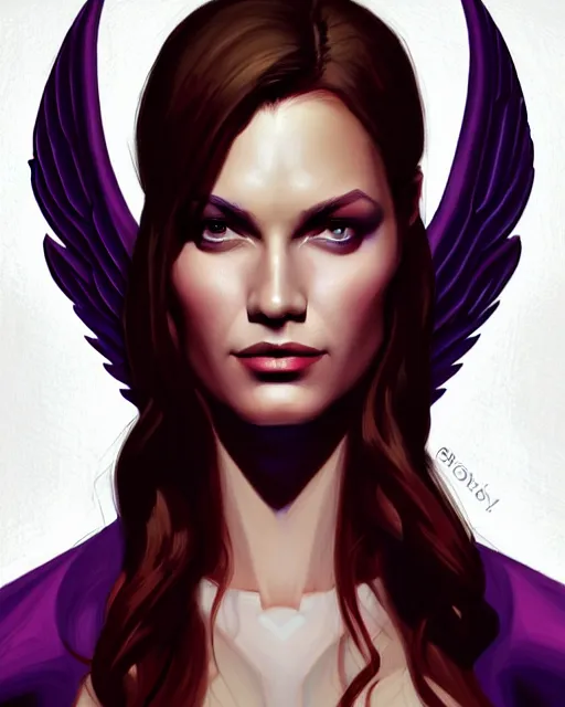 Image similar to three qurter view of a powerful pretty woman with wings, digital painting, artstation, concept art, smooth, sharp focus, illustration, disney, symmetry face, fine details. art by alex ross, brittney lee