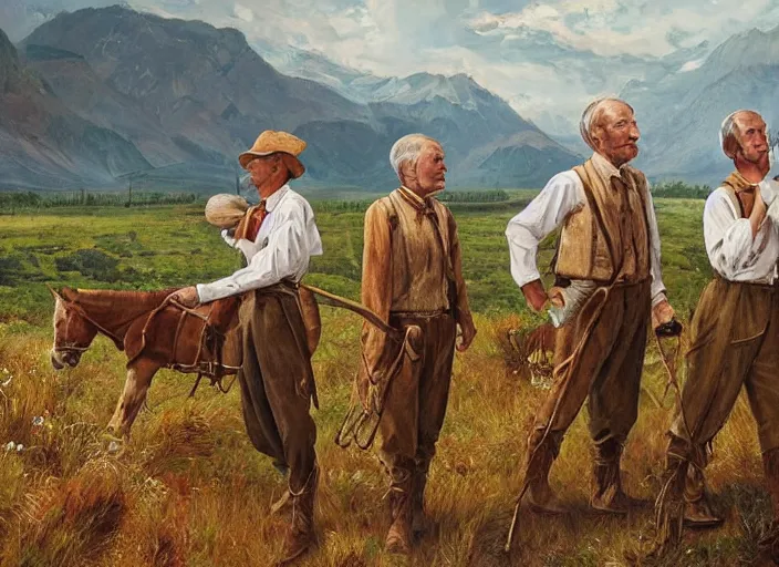 Prompt: mormon pioneers, highly detailed, kitamura