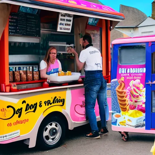 Image similar to dog selling ice cream from an ice cream van