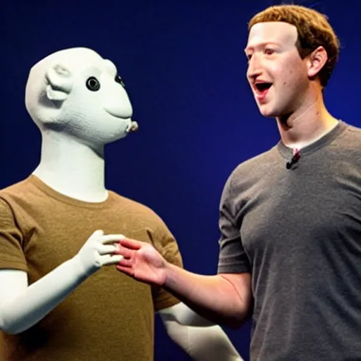 Image similar to A heated argument between animatronic Mark Zuckerberg and animatronic Mark Zuckerberg