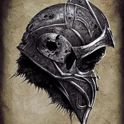 Image similar to crow skull knight helmet, headshot, side elevation, grimdark, fantasy, dark souls, hyperrealistic, art by mike franchina