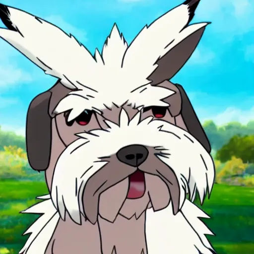 Image similar to pokemon that looks like a schnauzer in pokemon style