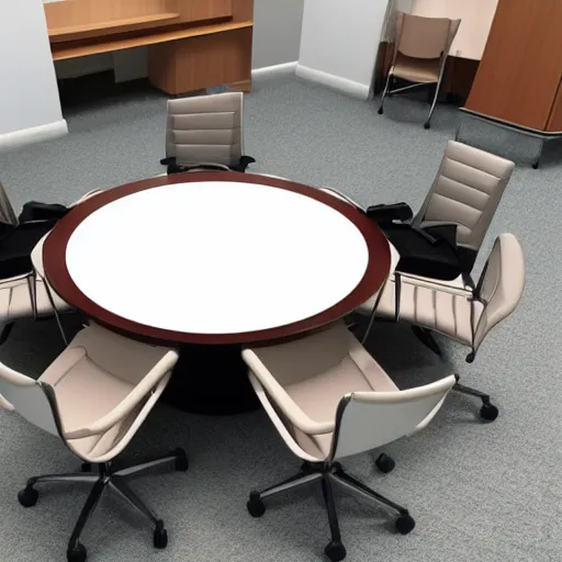 Prompt: inner circle cult around a conference table