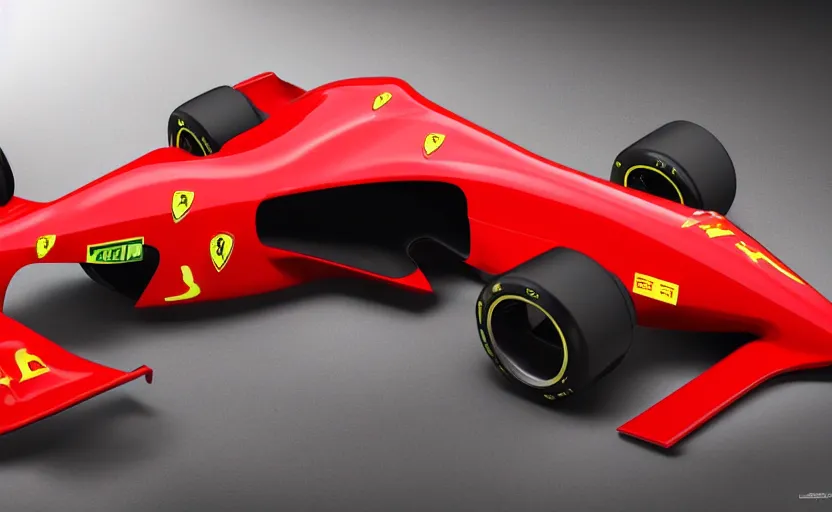 Image similar to retro futuristic ferrari formula 1 car inspired by f 1 2 0 2 1 concept, studio lighting,