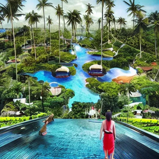 Image similar to futuristic bali island in the year 2 0 5 0, perfect faces