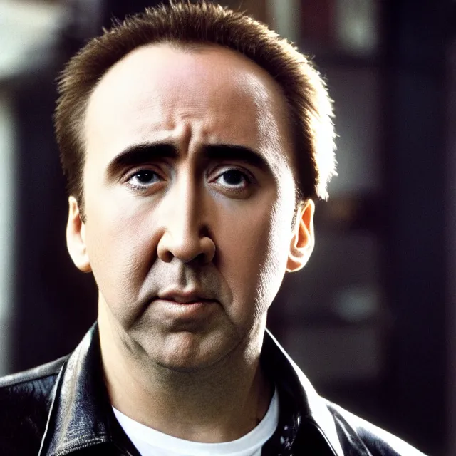 Prompt: photograph of nicolas cage in 1 9 9 9 headshot photo portrait headshot even lighting young handsome skin detail hd 8 k