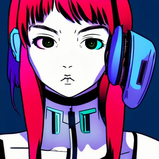 Prompt: cyberpunk girl portrait in the style of Neon Genesis Evangelion