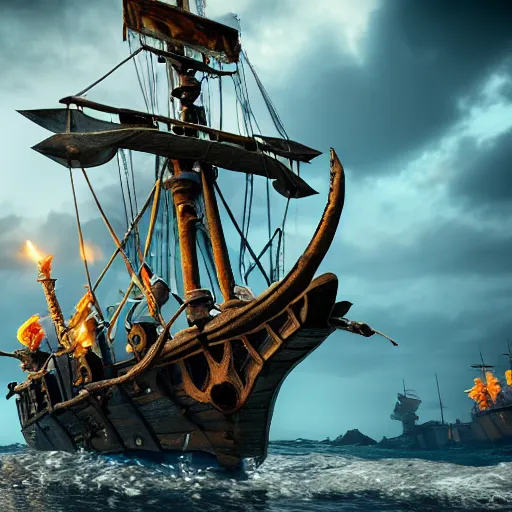 Image similar to sirens capturing a pirate ship, highly detailed, photorealistic portrait, bright studio setting, studio lighting, crisp quality and light reflections, unreal engine 5 quality render