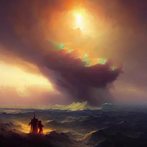Prompt: ''cinematic shot'' of our world ending made by ivan aivazovsky, peter mohrbacher, greg rutkowski volumetric light effect broad light oil painting painting fantasy art style sci - fi art style realism premium prints available artwork unreal engine