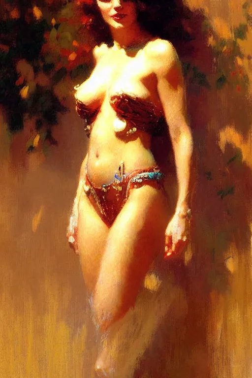 Prompt: attractive woman, painting by gaston bussiere, craig mullins