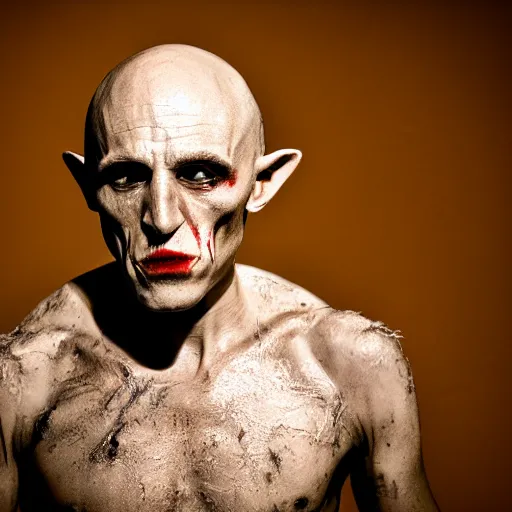 Image similar to portrait of nosferatu after boxing, brews blood, sweating, 5 0 mm lens, realistic photography