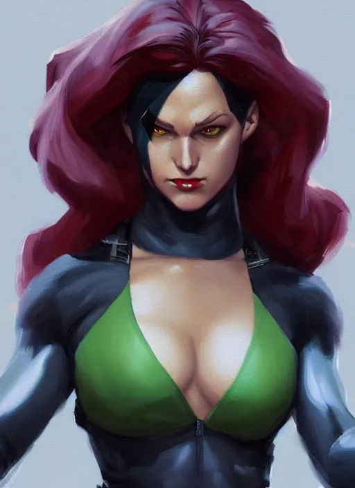 Image similar to very detailed masterpiece painting of rogue from x - men : the animated series ( 1 9 9 2 ), portrait, artstation, concept art by greg rutkowski