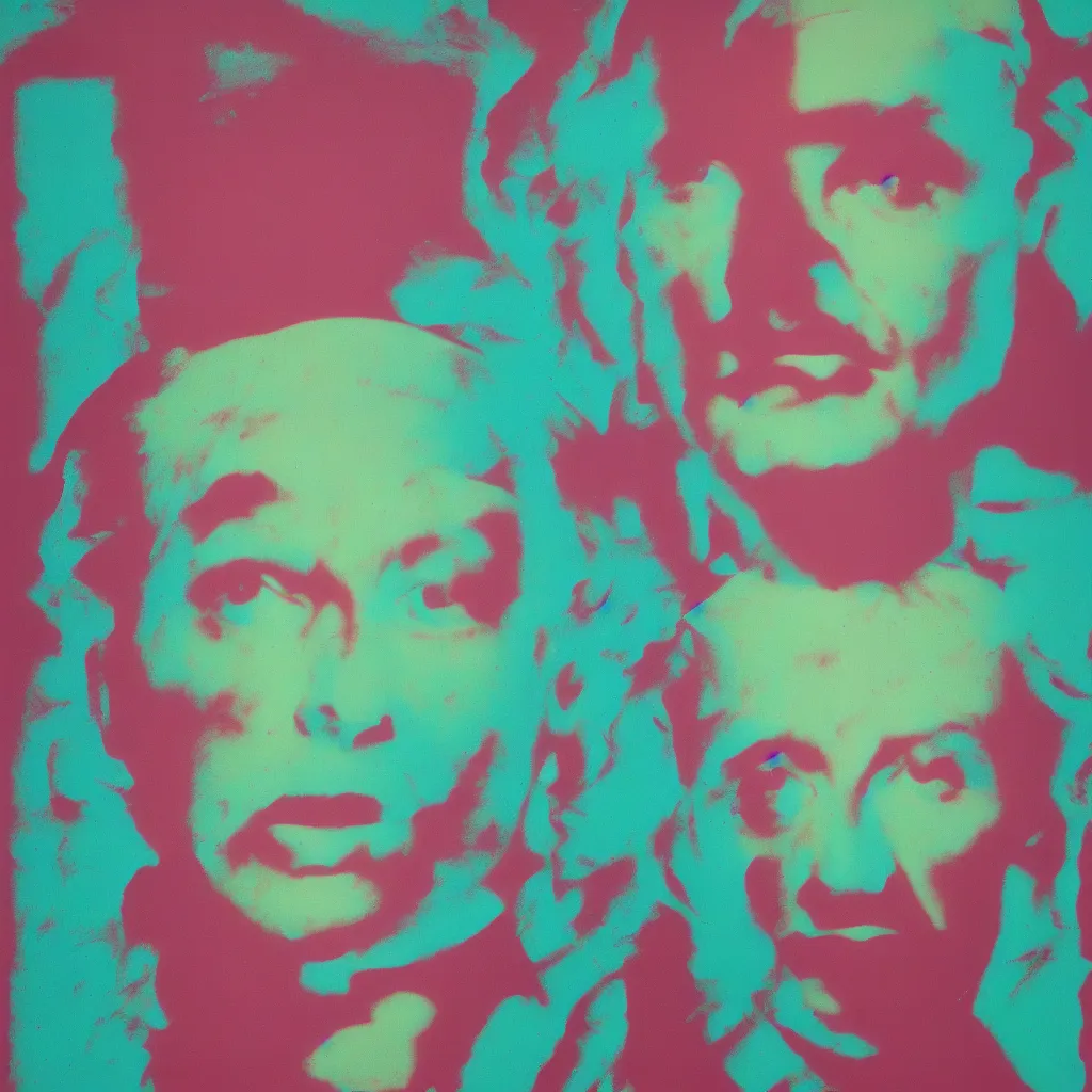 Image similar to individual silk screen portrait of alien by andy warhol