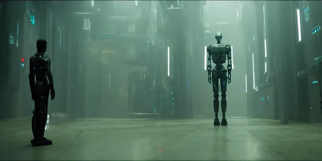 Image similar to biomechanical android in big datacenter shot from ridley scott blade runner 2 0 4 9 movie