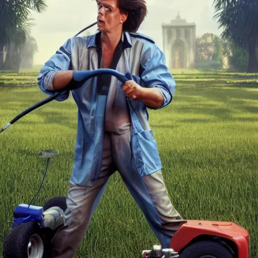 Prompt: hyperrealistic film still of ace ventura as the lawnmower man, stunning 3 d render, inspired by istvan sandorfi & greg rutkowski & unreal engine, perfect symmetry, dim volumetric cinematic lighting, 8 k octane comprehensive render, extremely hyper - detailed, incredibly lifelike attributes, intricate, real flesh texture, masterpiece, artstation, stunning,