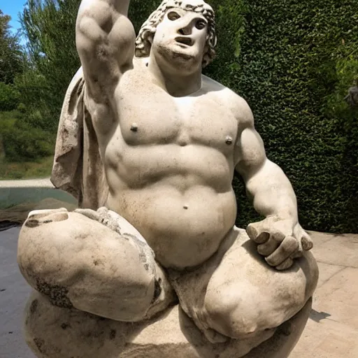 Prompt: greek statue of a buff frog