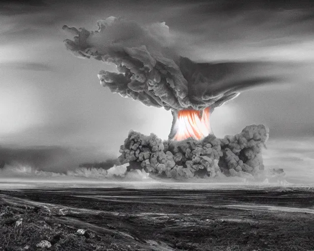 Prompt: an award winning photograph of a nuclear explosion of art