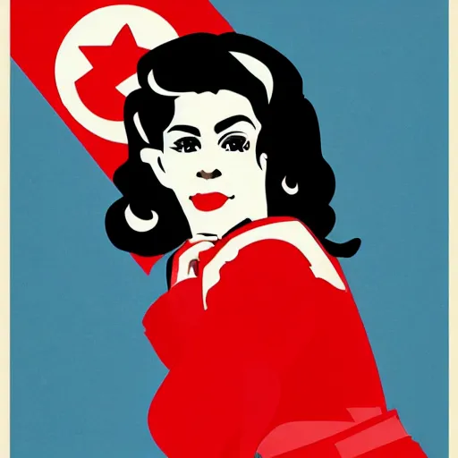 Image similar to marina and the diamonds as a soviet union communist propaganda poster