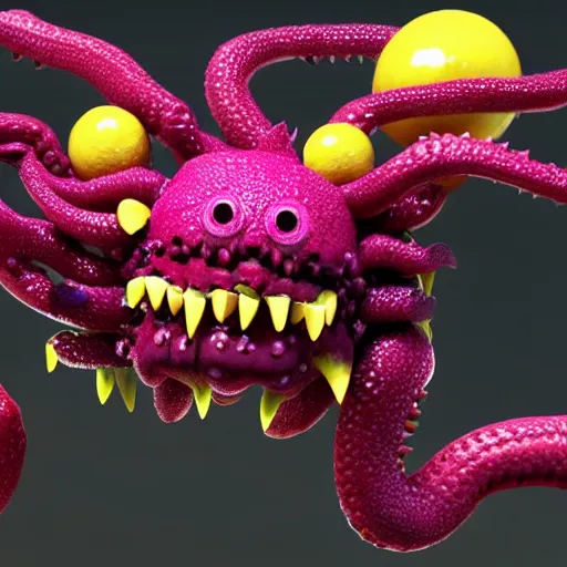 Prompt: bubble tea monster with sharp teeth and tentacles, horror, created by hideo kojima, realistic, decima engine