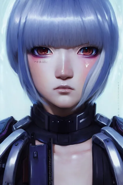 Image similar to portrait Anime girl in cyberpunk armor, cute-fine-face, white-hair pretty face, realistic shaded Perfect face, fine details. Anime. realistic shaded lighting by Ilya Kuvshinov katsuhiro otomo ghost-in-the-shell, magali villeneuve, artgerm, rutkowski, WLOP Jeremy Lipkin and Giuseppe Dangelico Pino and Michael Garmash and Rob Rey