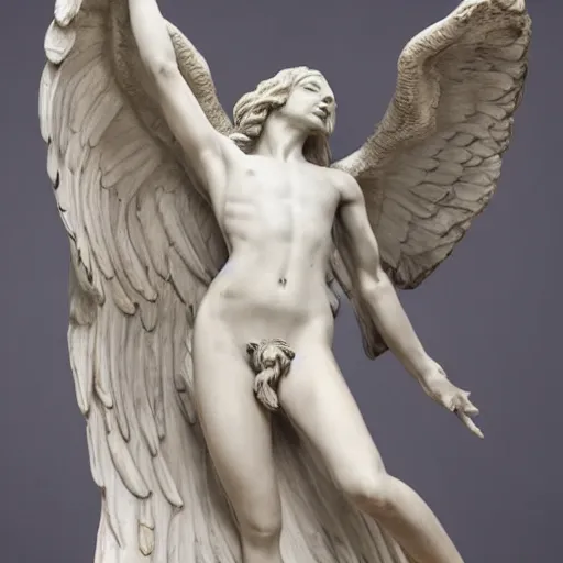 Prompt: marble fallen angel weeping in a sea of stars, statue by antonio canovoa, extremely detailed, 8 k