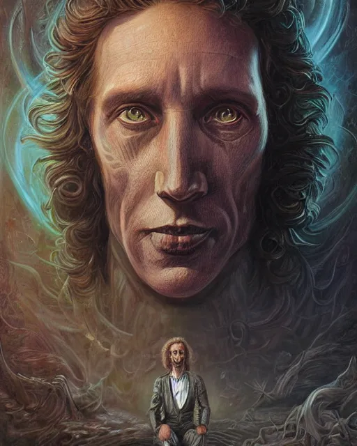 Image similar to lovecraft biopunk portrait of andy gibb by tomasz alen kopera and peter mohrbacher.