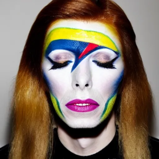 Image similar to a banana with david bowie makeup