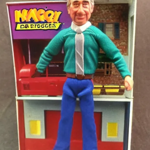 Prompt: “mr rogers as a 1980s Kenner action figure”