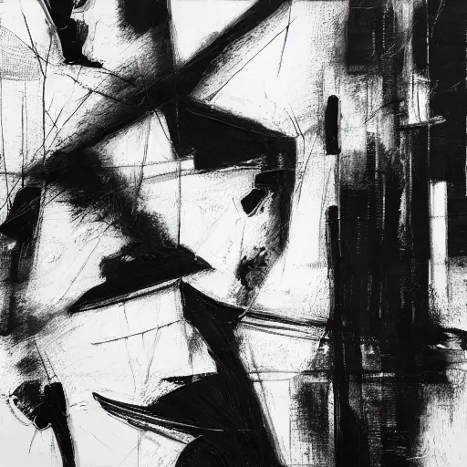 Prompt: a solemn simulacrum, trending on artstation, masterpiece, abstract black and white painting