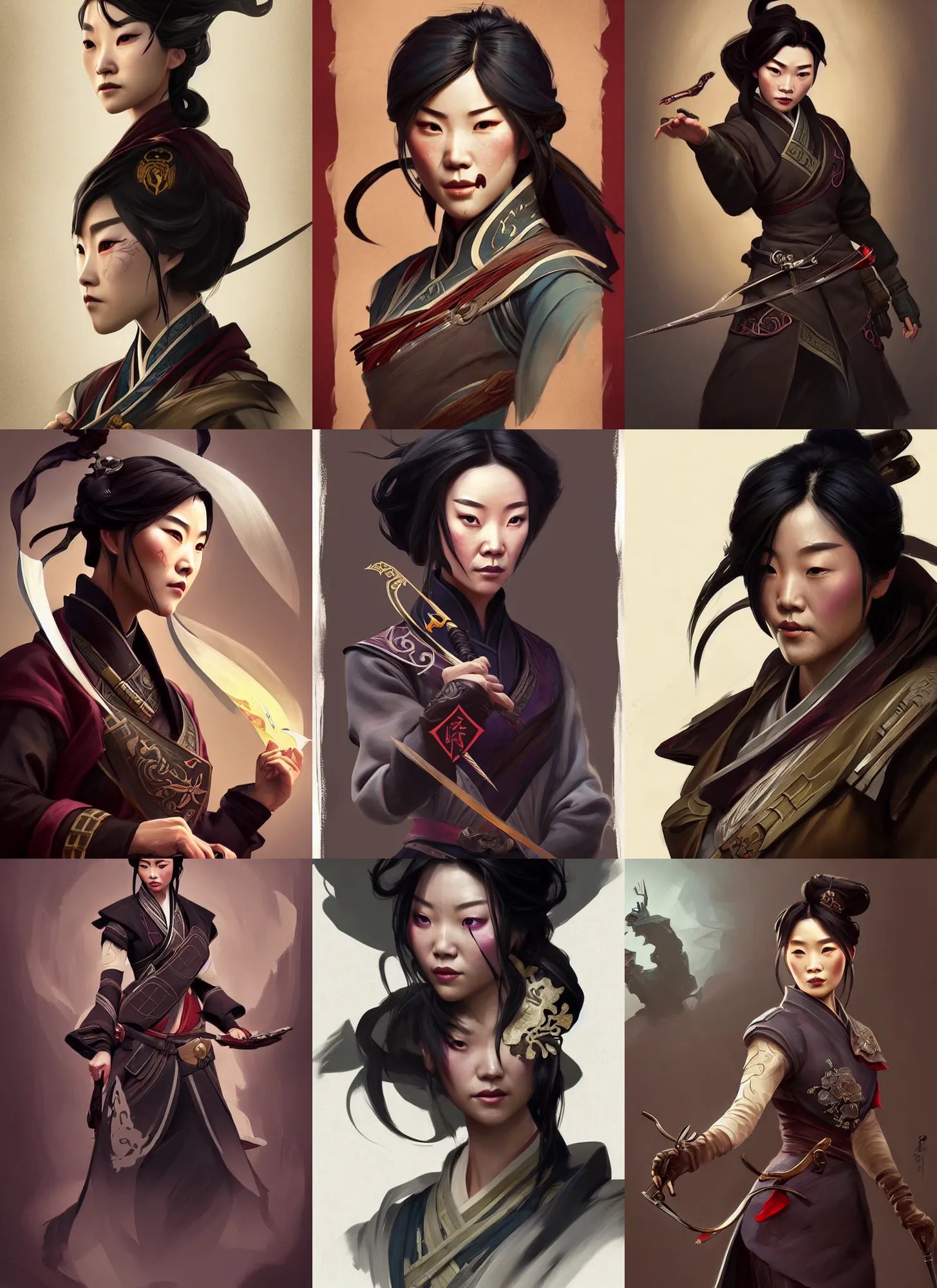 Prompt: characters from the game dishonored combined with mulan, d & d, fantasy, intricate, elegant, highly detailed, digital painting, artstation, concept art, matte, sharp focus, illustration, hearthstone, art by artgerm and greg rutkowski and alphonse mucha