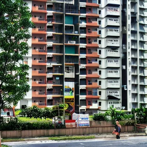 Prompt: a shophouse in a singaporean housing estate, by satoshi kon