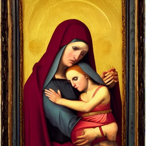 Prompt: Our Lady of Sorrows Renaissance painting