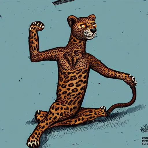 Image similar to the leopard in the style of enki bilal