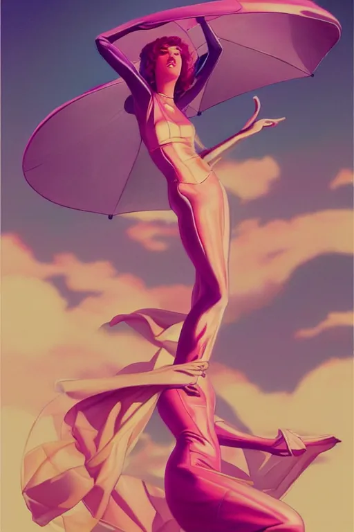 Image similar to 🧕🏽☁, 8 0 s art deco, artstation, moebius + artgerm, hd,