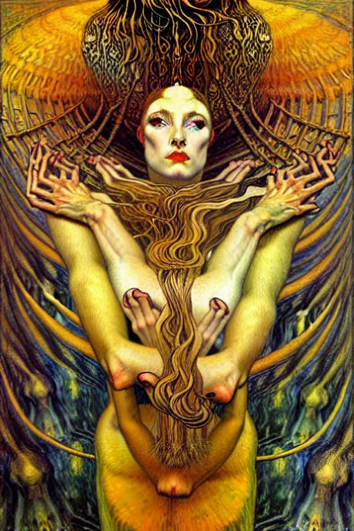 Image similar to Divine Chaos Engine by Karol Bak, Jean Delville, William Blake, Gustav Klimt, and Vincent Van Gogh, symbolist, visionary